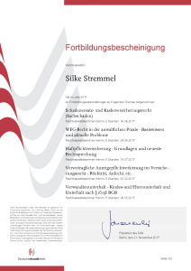 Rechtsanwältin Stremmel Fortbildung 2017 S. 1